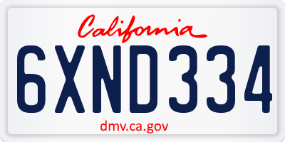 CA license plate 6XND334