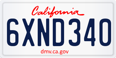 CA license plate 6XND340