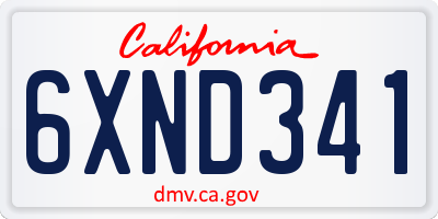 CA license plate 6XND341