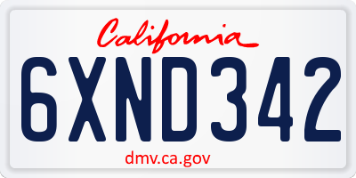 CA license plate 6XND342