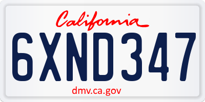 CA license plate 6XND347
