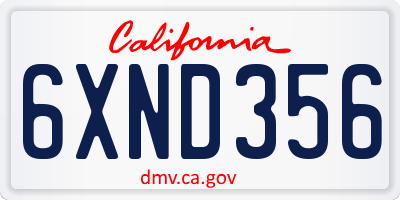 CA license plate 6XND356