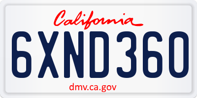 CA license plate 6XND360
