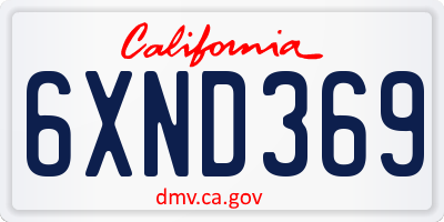 CA license plate 6XND369