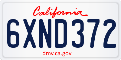 CA license plate 6XND372