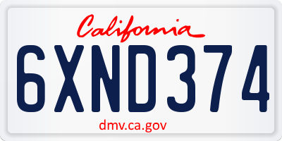 CA license plate 6XND374
