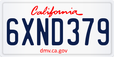 CA license plate 6XND379