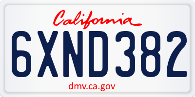 CA license plate 6XND382