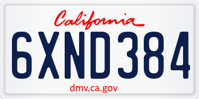 CA license plate 6XND384
