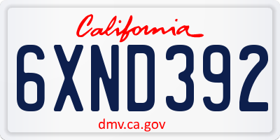 CA license plate 6XND392