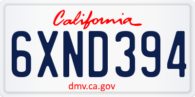 CA license plate 6XND394