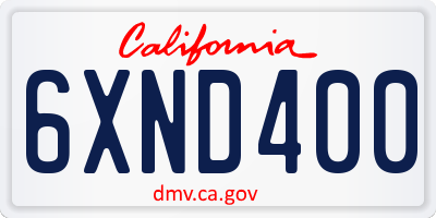 CA license plate 6XND400