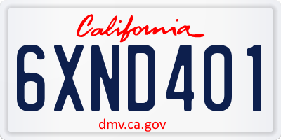 CA license plate 6XND401