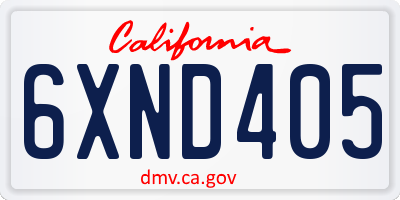 CA license plate 6XND405