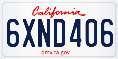 CA license plate 6XND406
