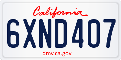 CA license plate 6XND407