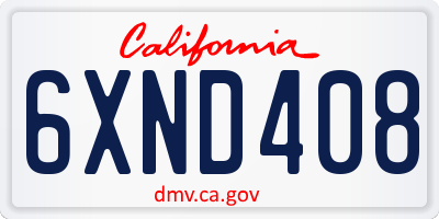 CA license plate 6XND408