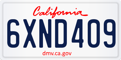 CA license plate 6XND409