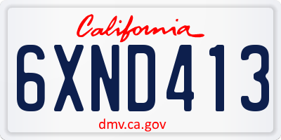 CA license plate 6XND413