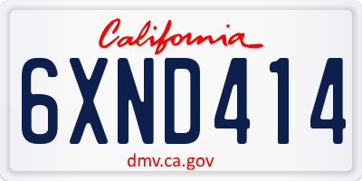CA license plate 6XND414