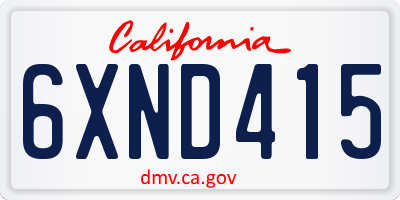 CA license plate 6XND415