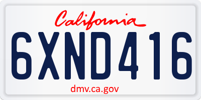 CA license plate 6XND416