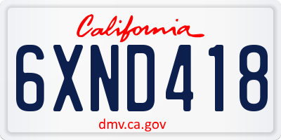 CA license plate 6XND418