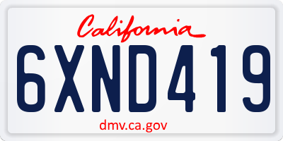 CA license plate 6XND419