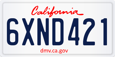 CA license plate 6XND421