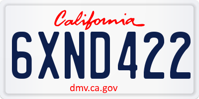 CA license plate 6XND422