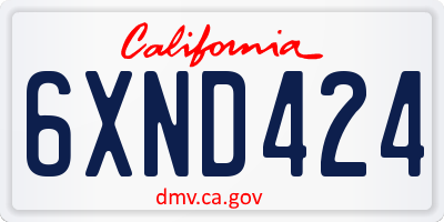 CA license plate 6XND424