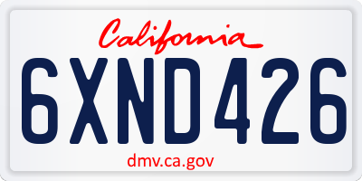 CA license plate 6XND426