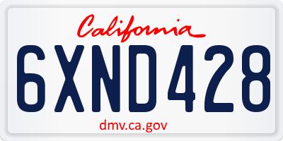 CA license plate 6XND428