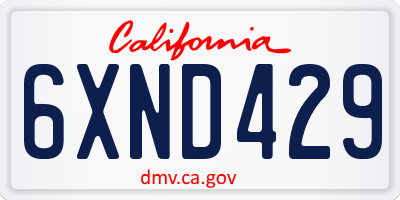 CA license plate 6XND429
