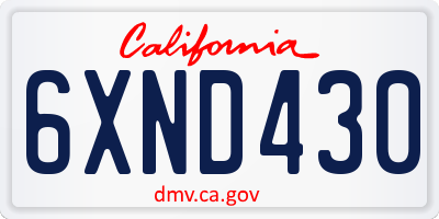 CA license plate 6XND430