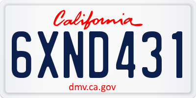 CA license plate 6XND431