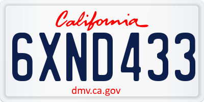 CA license plate 6XND433