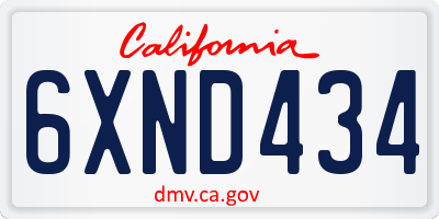 CA license plate 6XND434