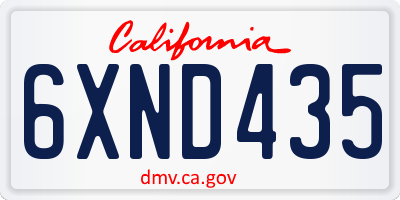 CA license plate 6XND435