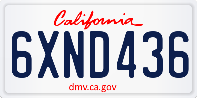 CA license plate 6XND436