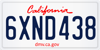 CA license plate 6XND438