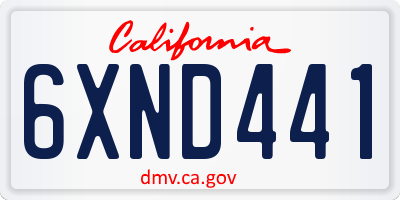 CA license plate 6XND441
