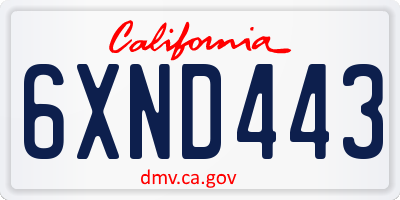 CA license plate 6XND443