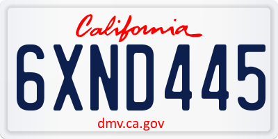 CA license plate 6XND445