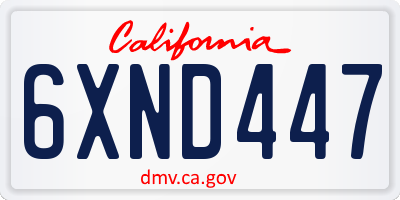 CA license plate 6XND447