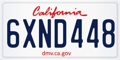CA license plate 6XND448