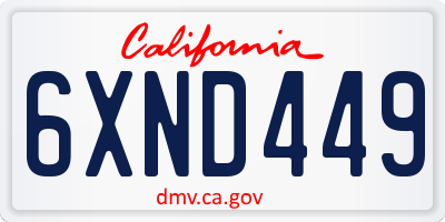 CA license plate 6XND449