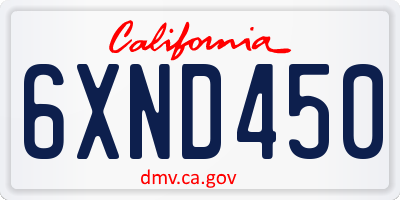 CA license plate 6XND450