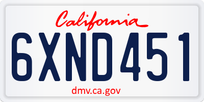 CA license plate 6XND451