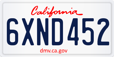 CA license plate 6XND452